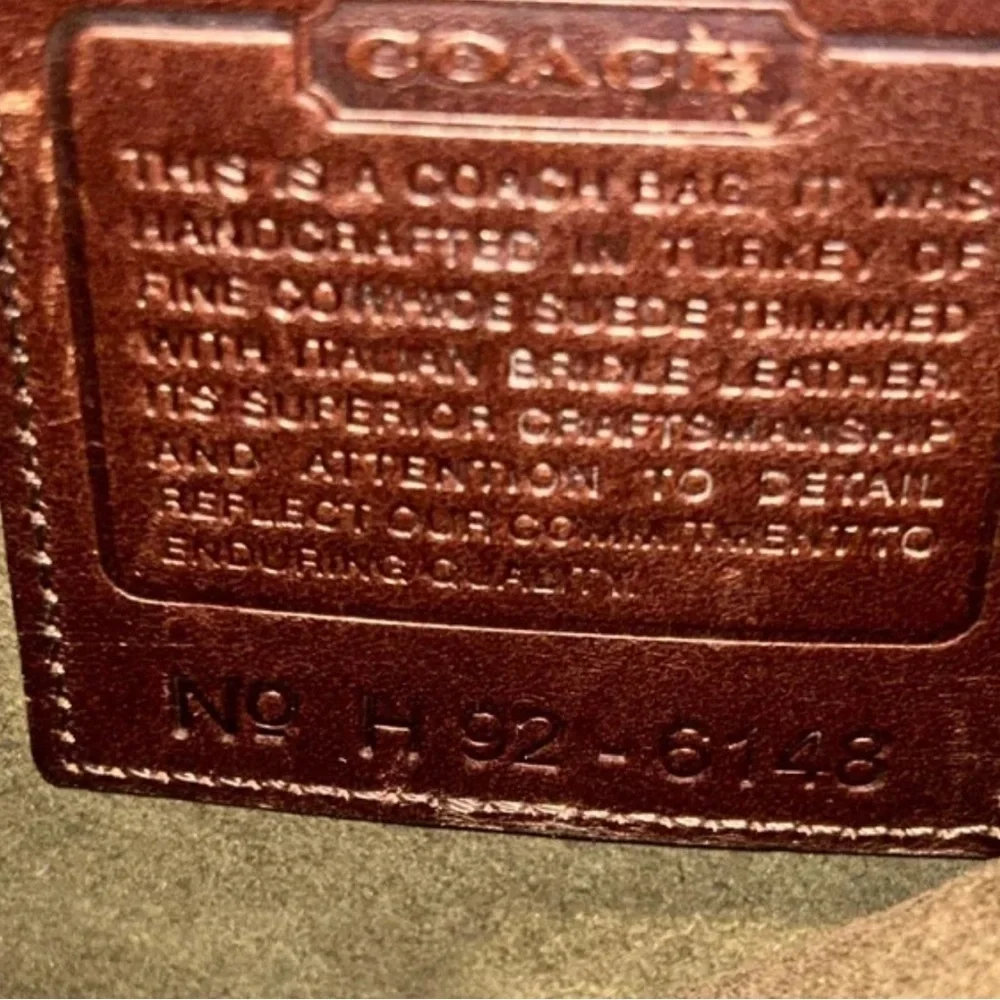 Rare Vintage Coach Olive Suede Leather Crossbody Bag